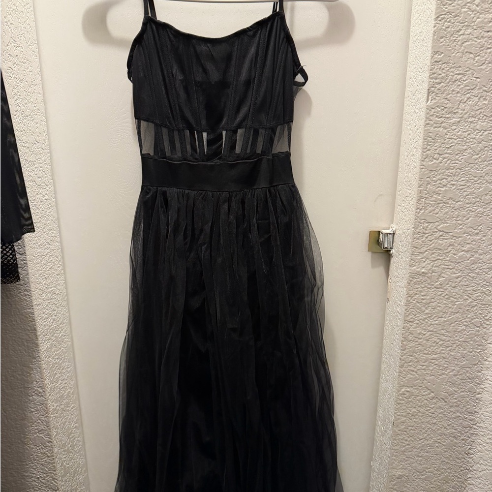 Windsor Black mesh maxi dress